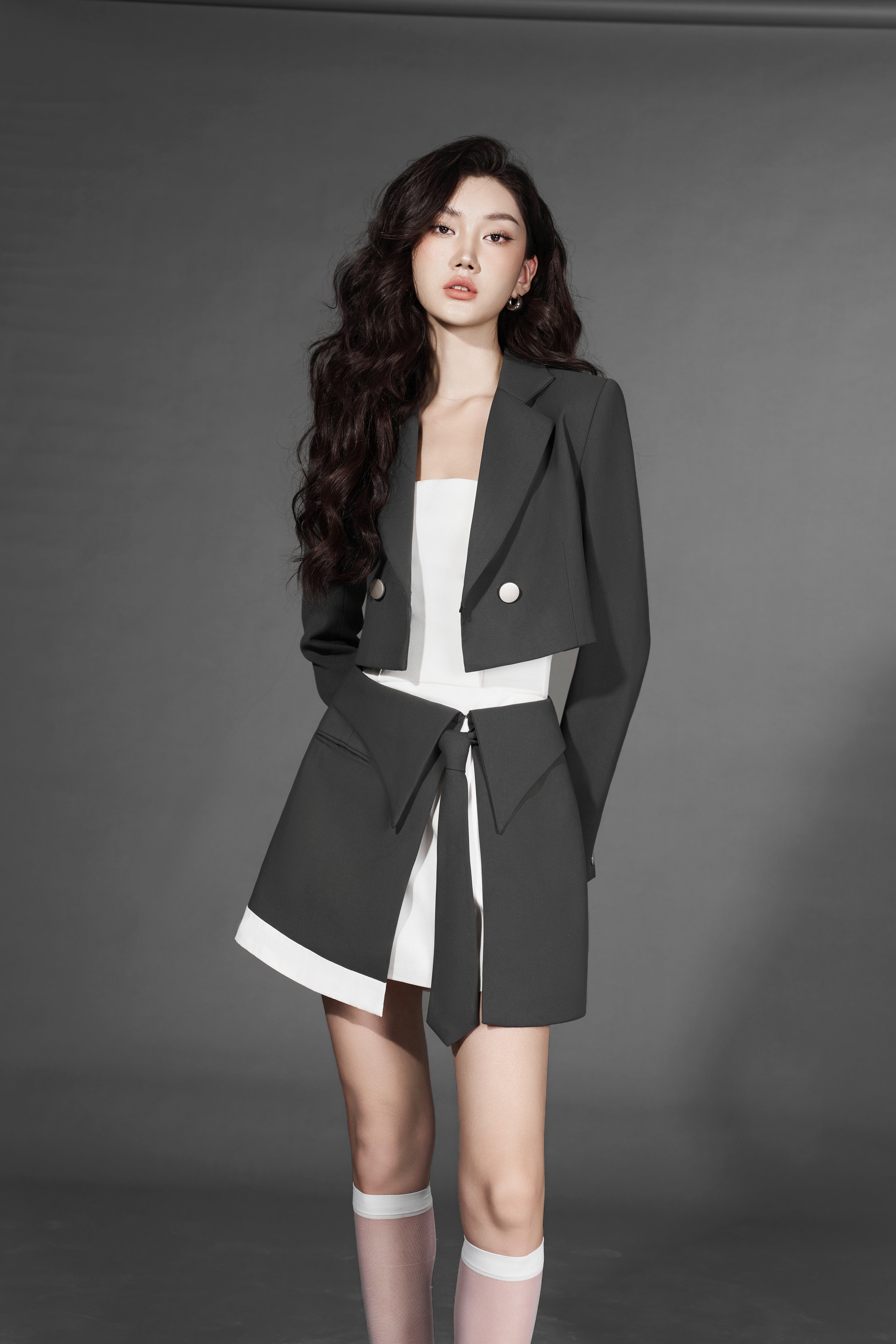 G-Boy Crop Vest x W-Girl Strapless Dress x Tie G-Belt