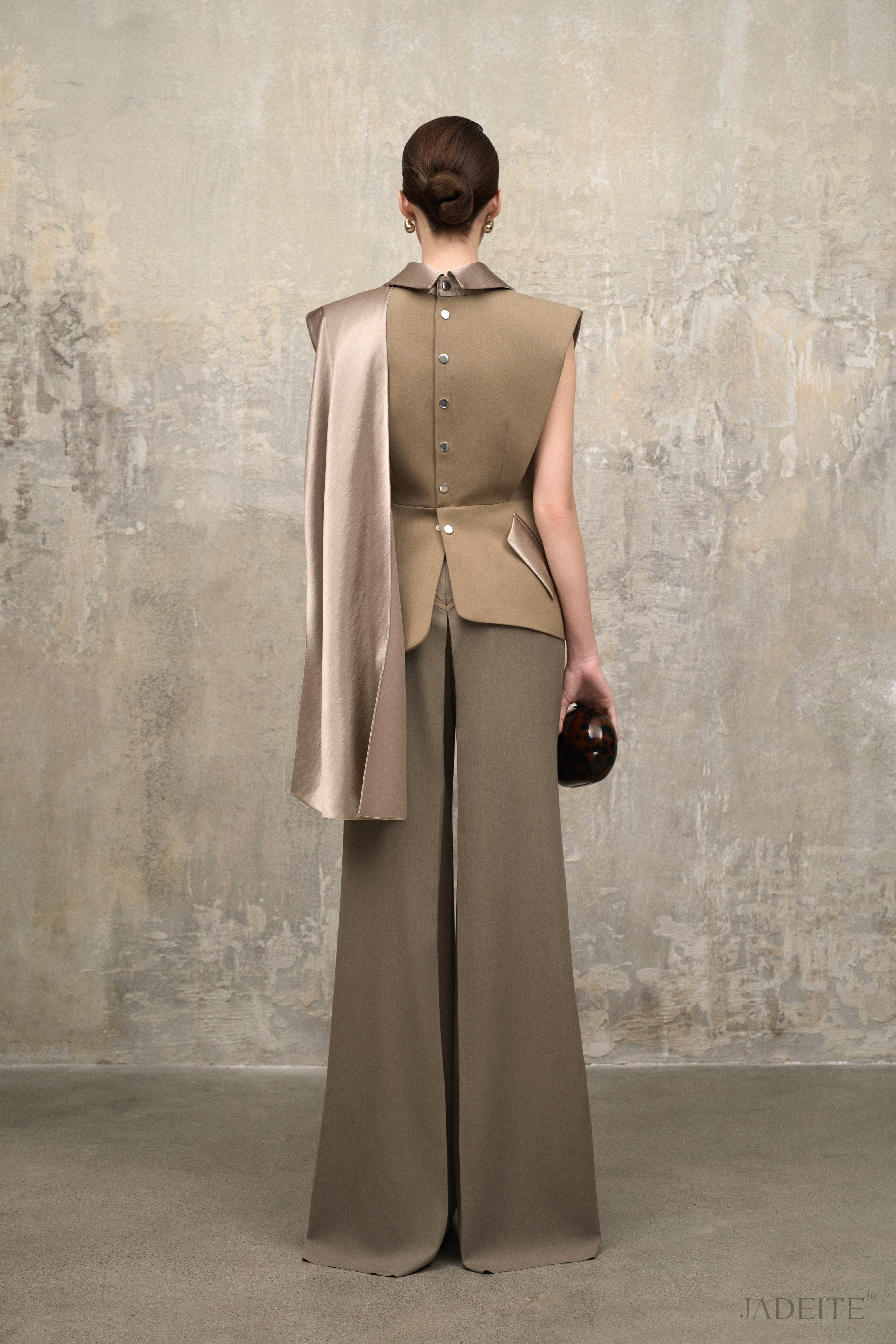 Olive Mist Cape Gilet Blazer x Olive Mist Pants