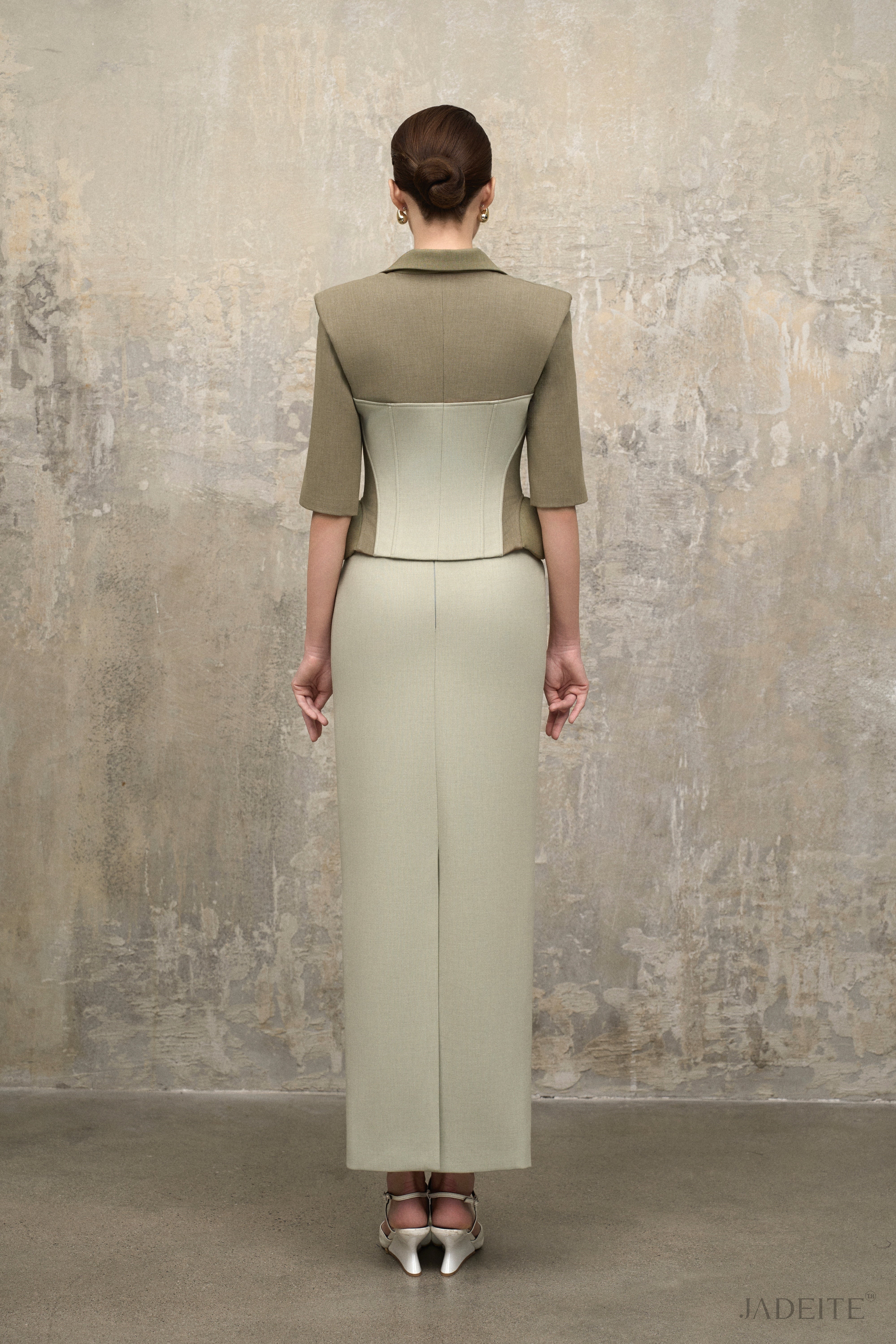 Mint Moss Corset Vest x Mint Pencil Skirt