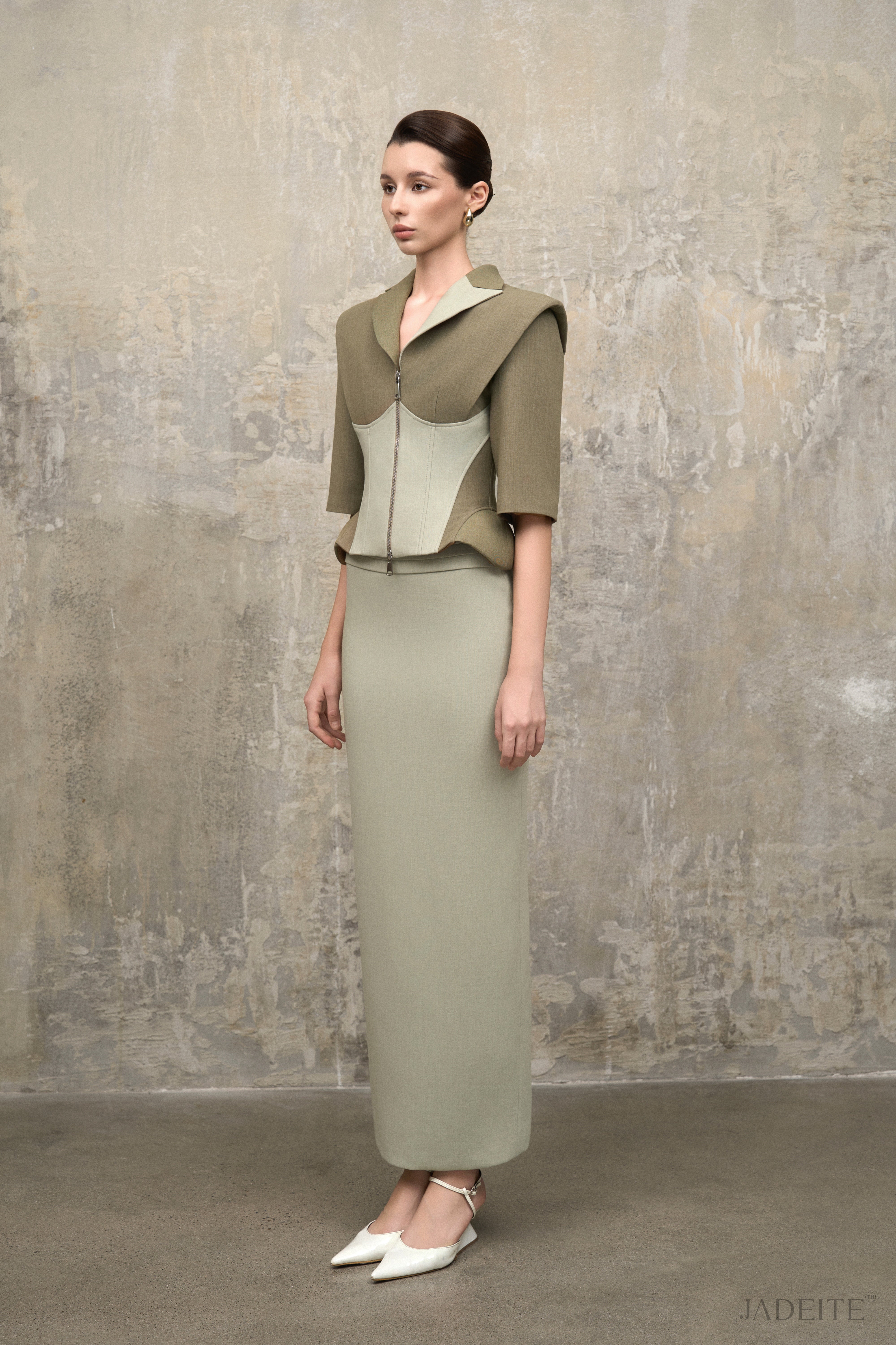 Mint Moss Corset Vest x Mint Pencil Skirt