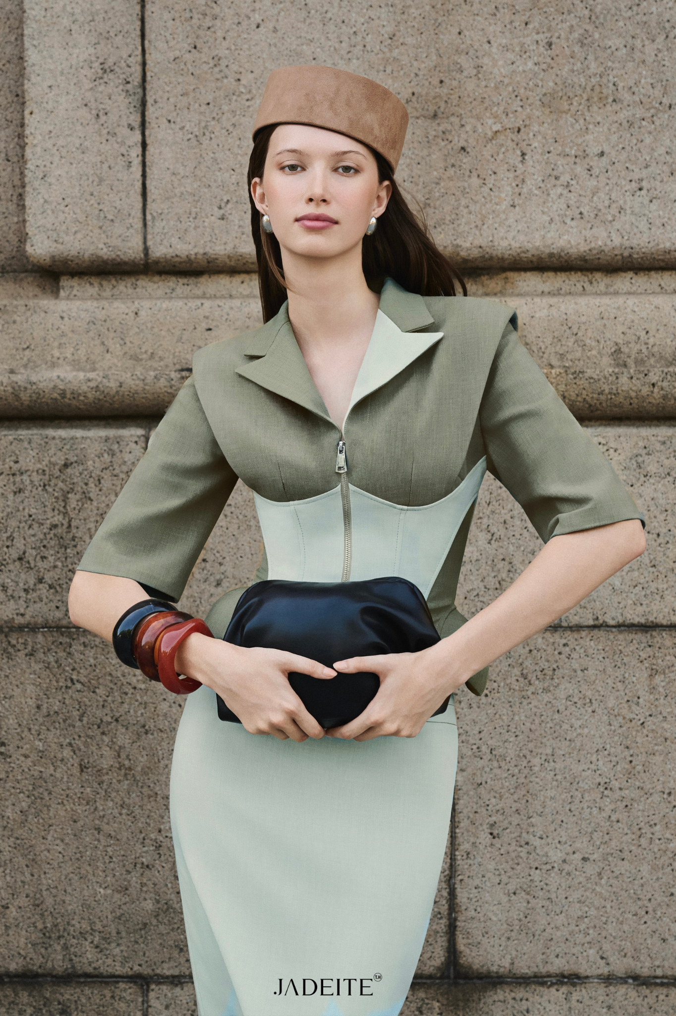 Mint Moss Corset Vest x Mint Pencil Skirt