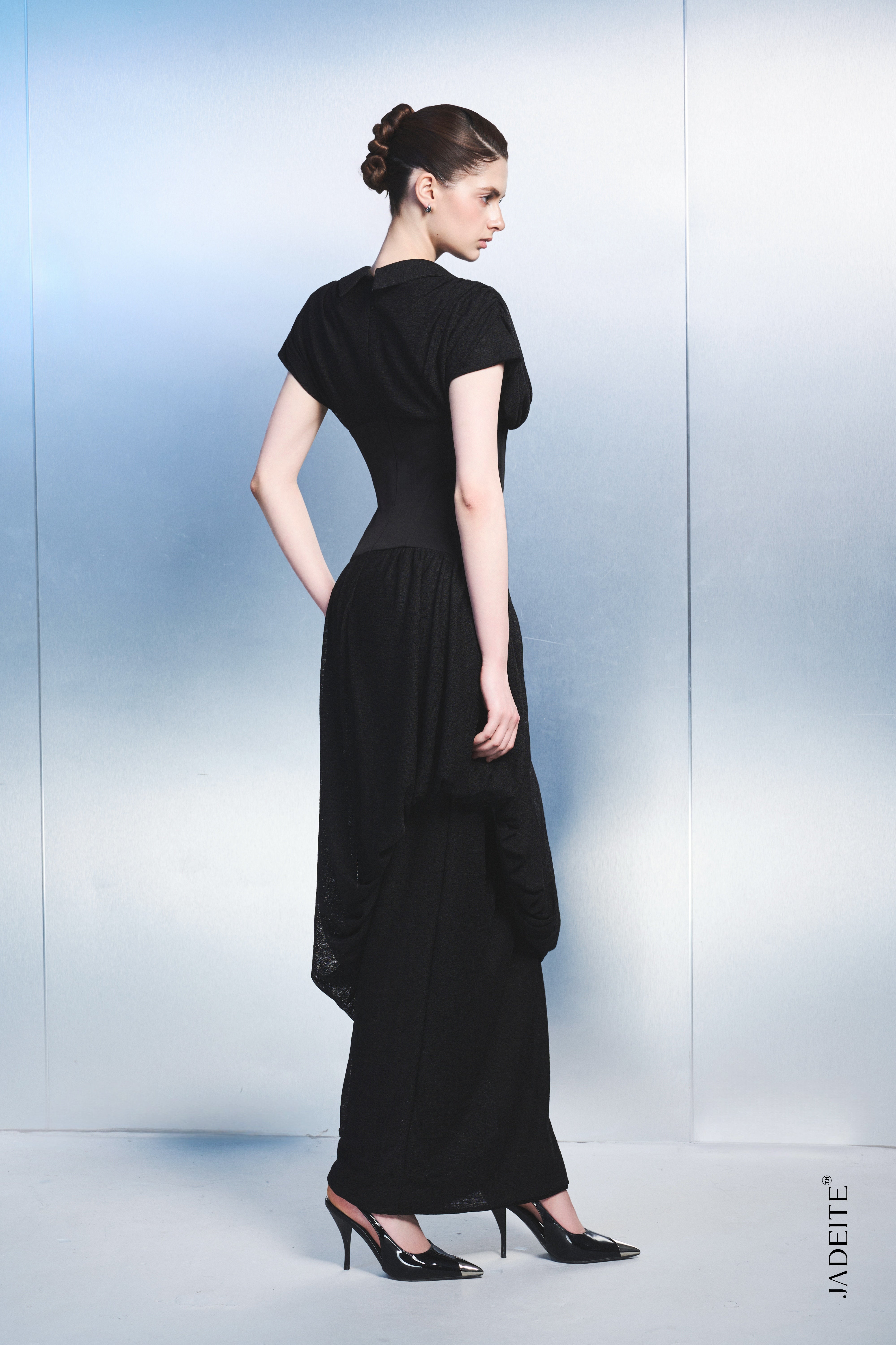 Black Draped Maxi Dress – Women's Formal Evening Gown