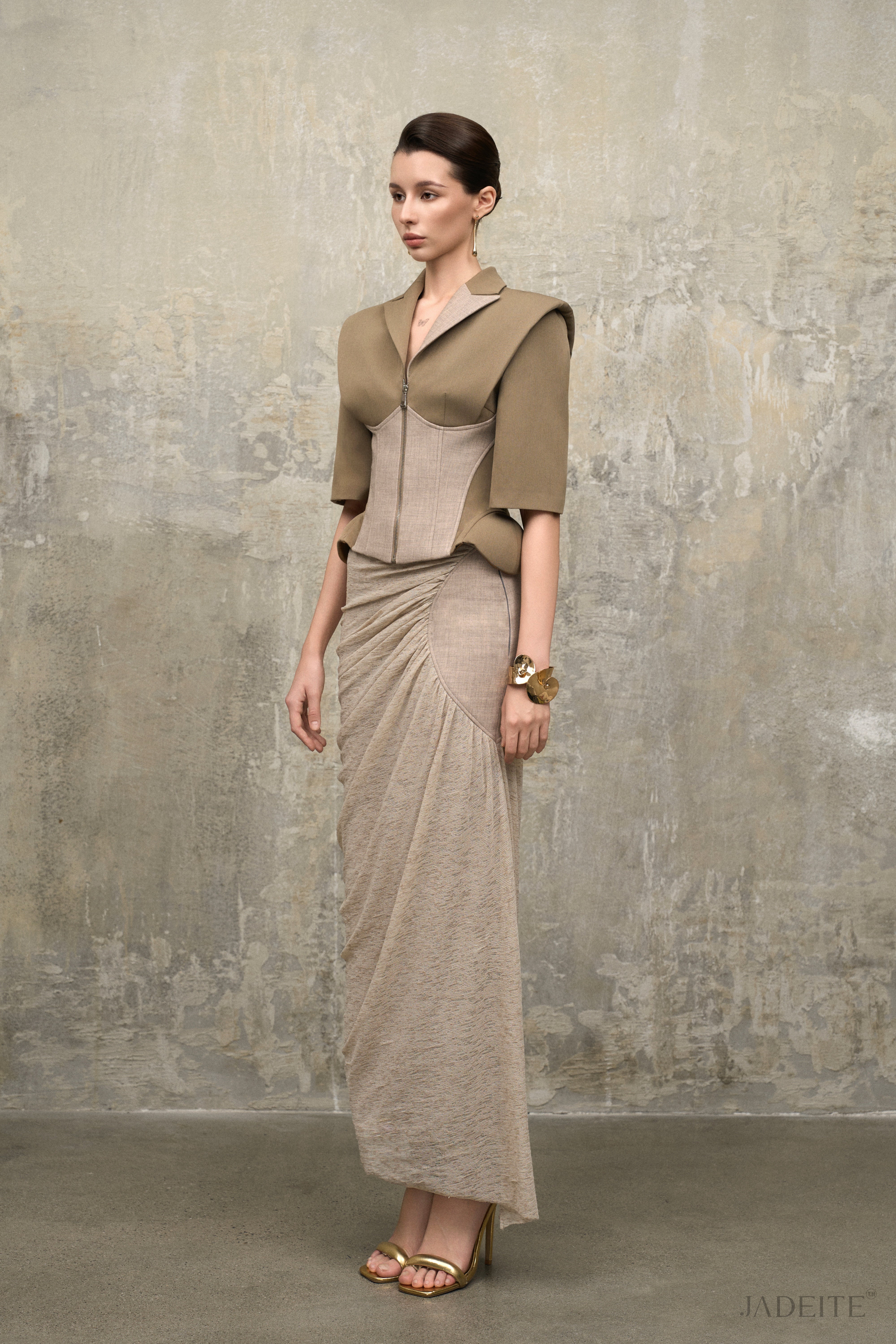 Olive Mist Corset Vest x Desert Sandline Skirt