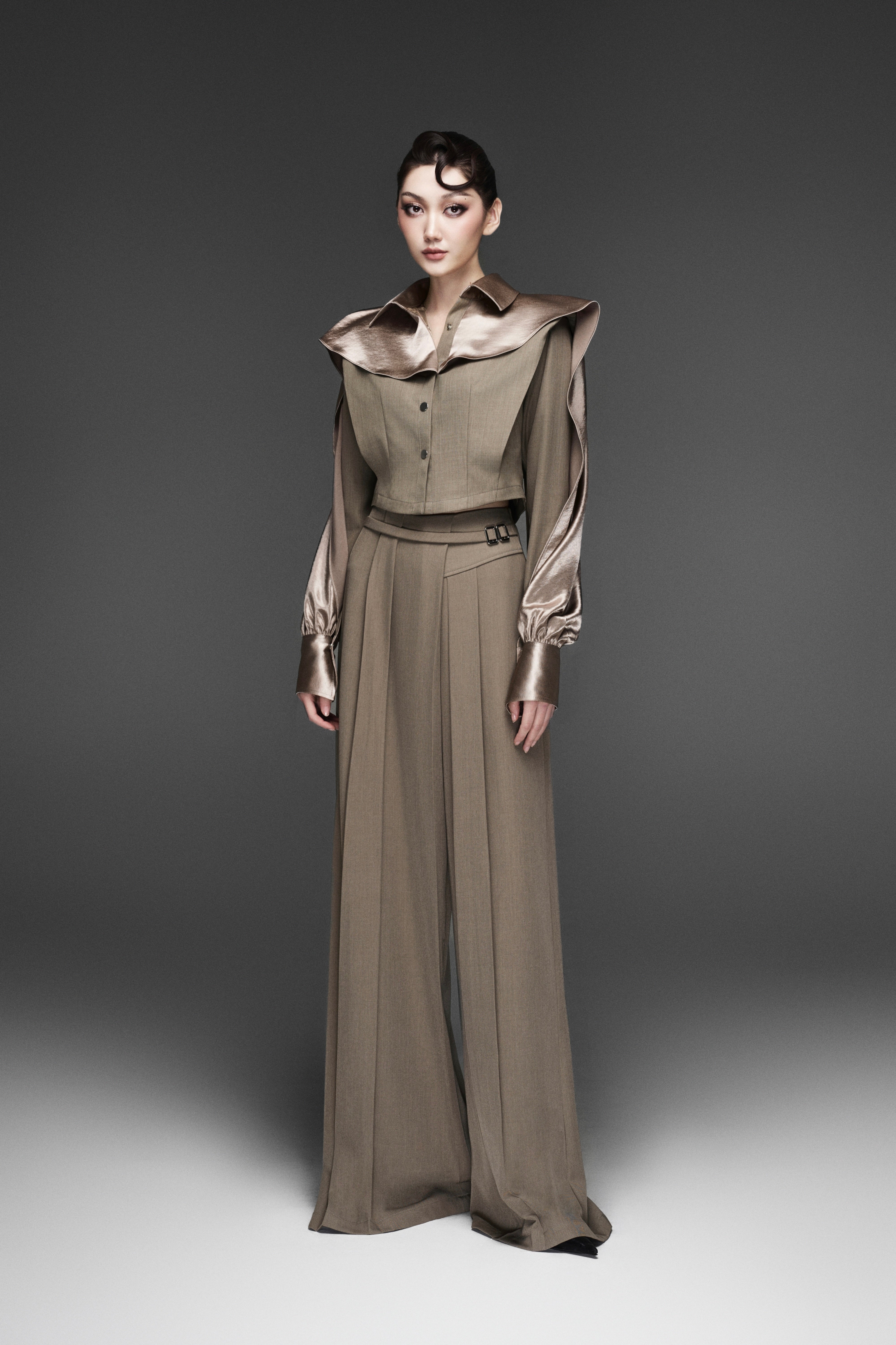 Cape Ver2 Long-Sleeves Crop-Shirt & Wide ver2 light Sand Pants