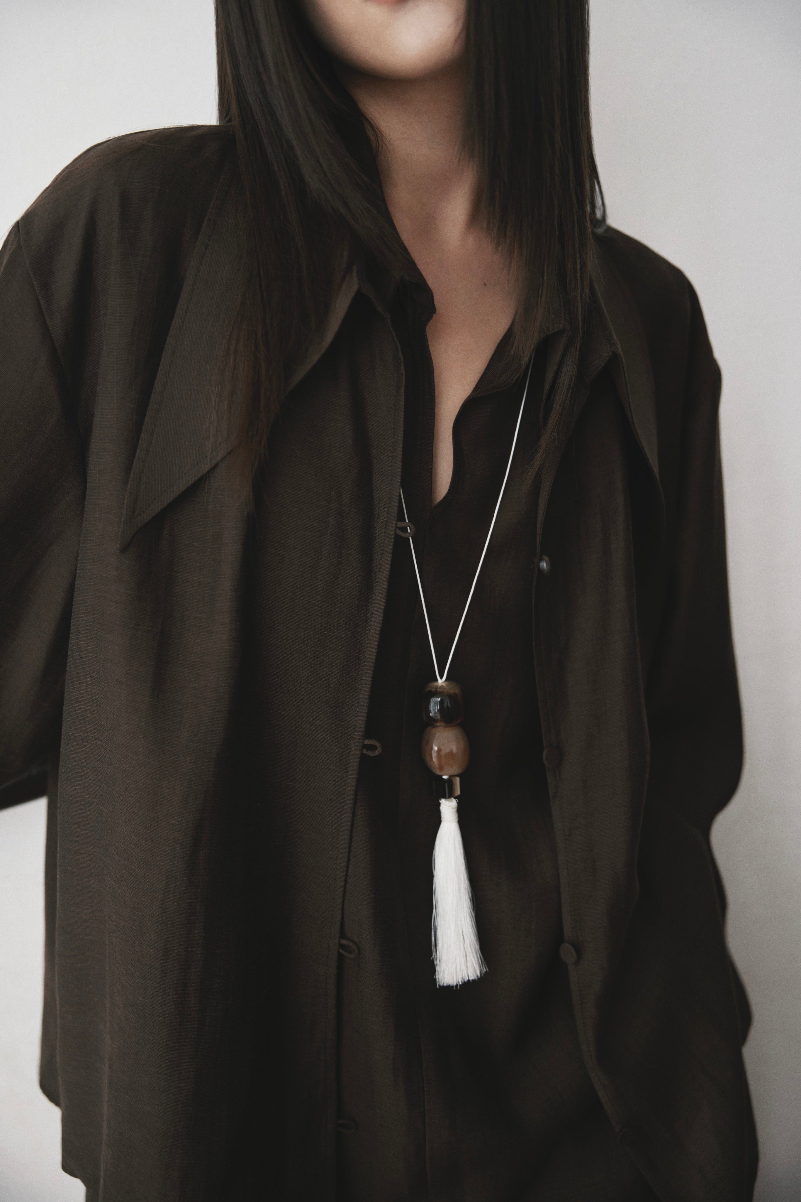 Double Collar Shirt x Linen Straight Trousers