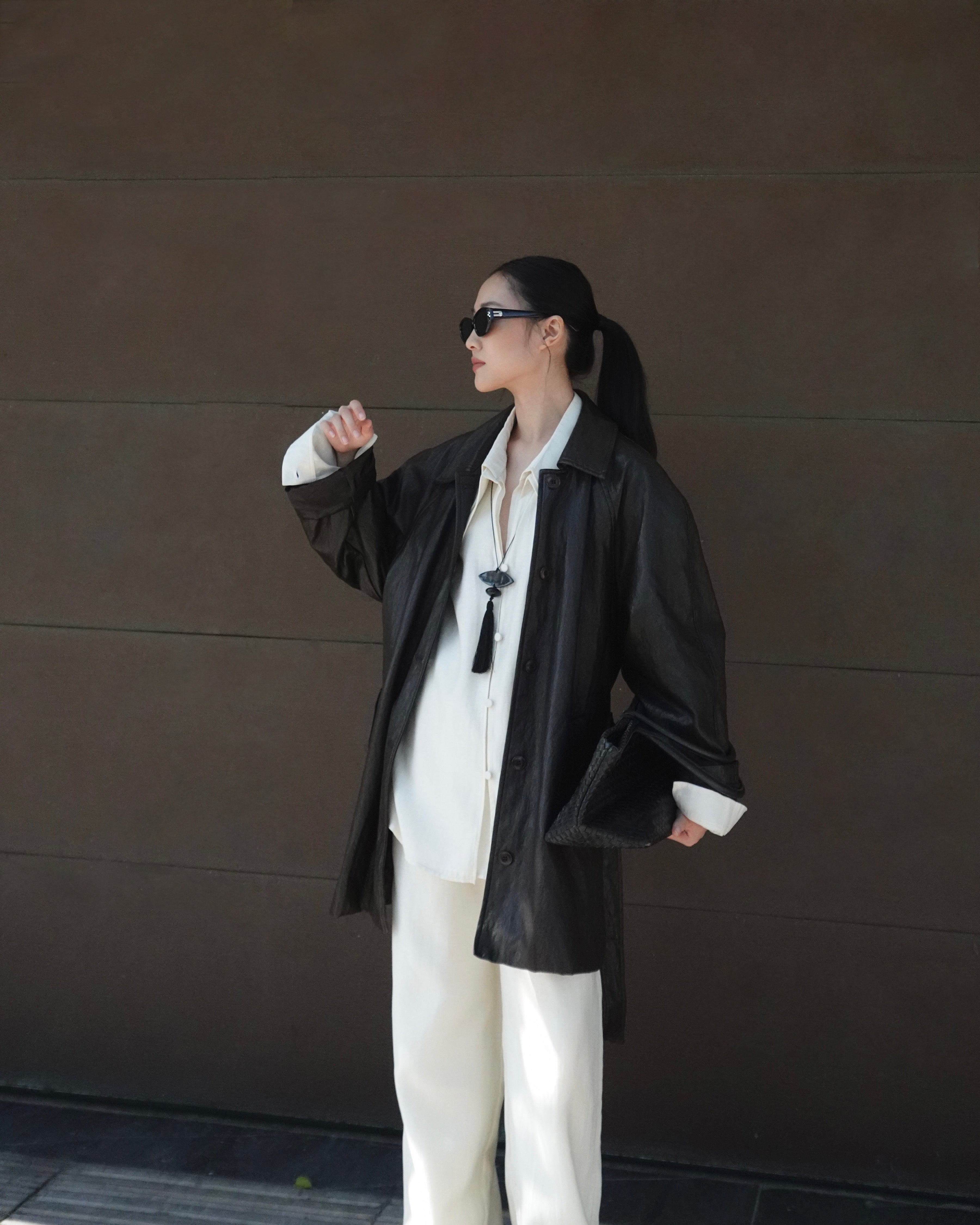 Double Collar Shirt x Linen Straight Trousers
