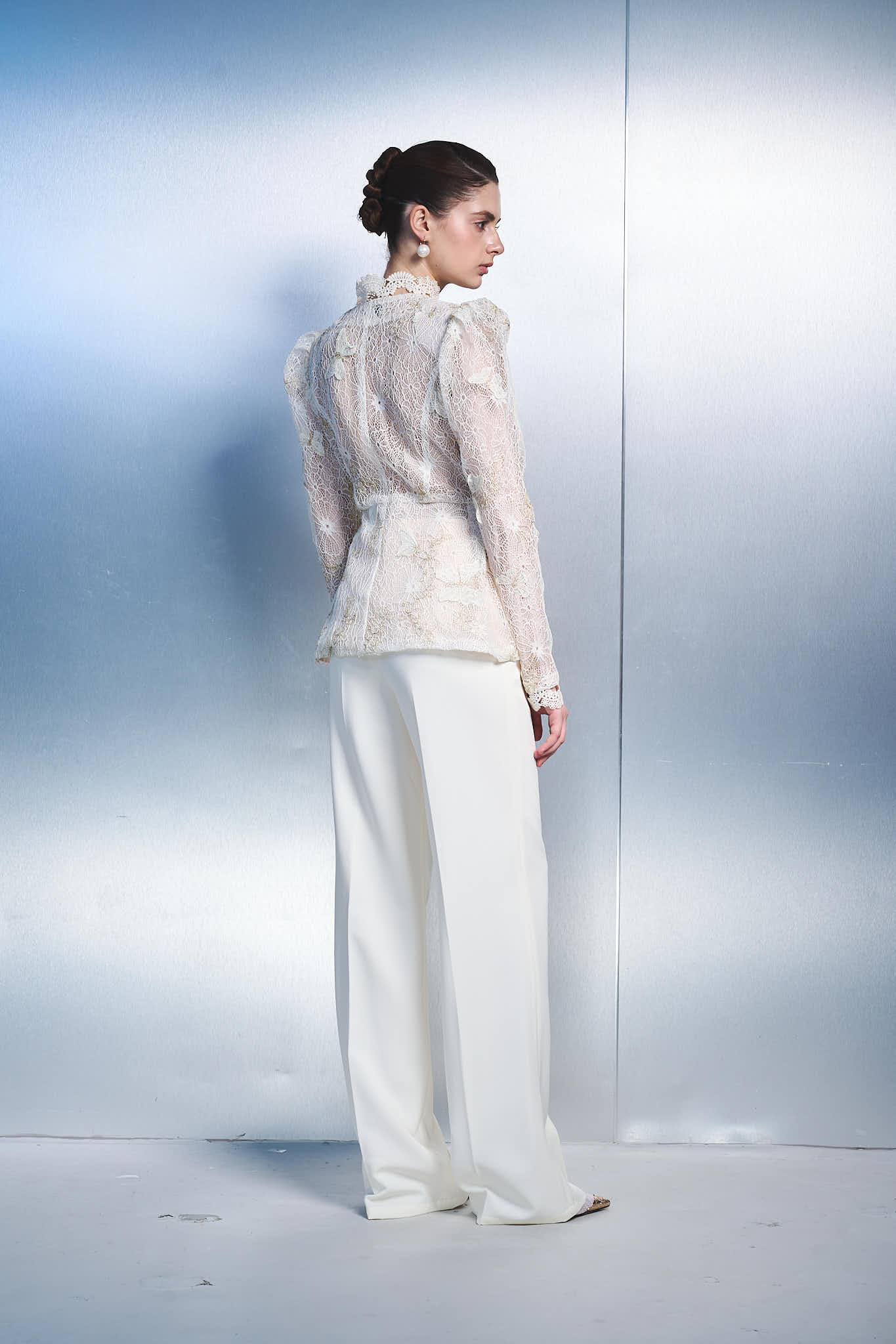 1. Women's White Lace Blazer – Elegant Long Sleeve Peplum Jacket