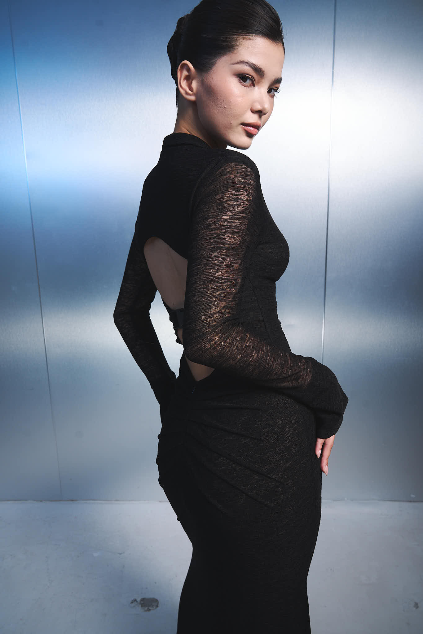 Noir Tide Long-Sleeved Dress
