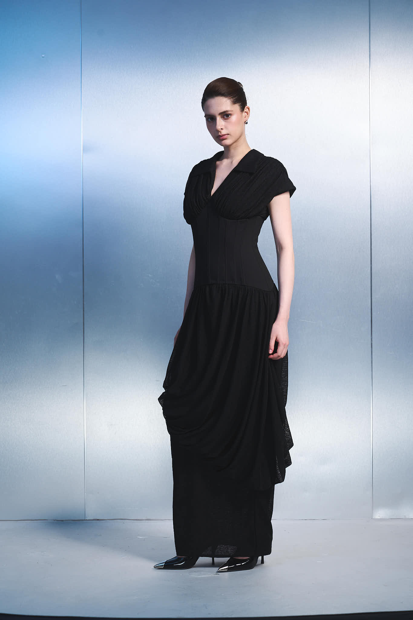 Black Draped Maxi Dress – Women's Formal Evening Gown