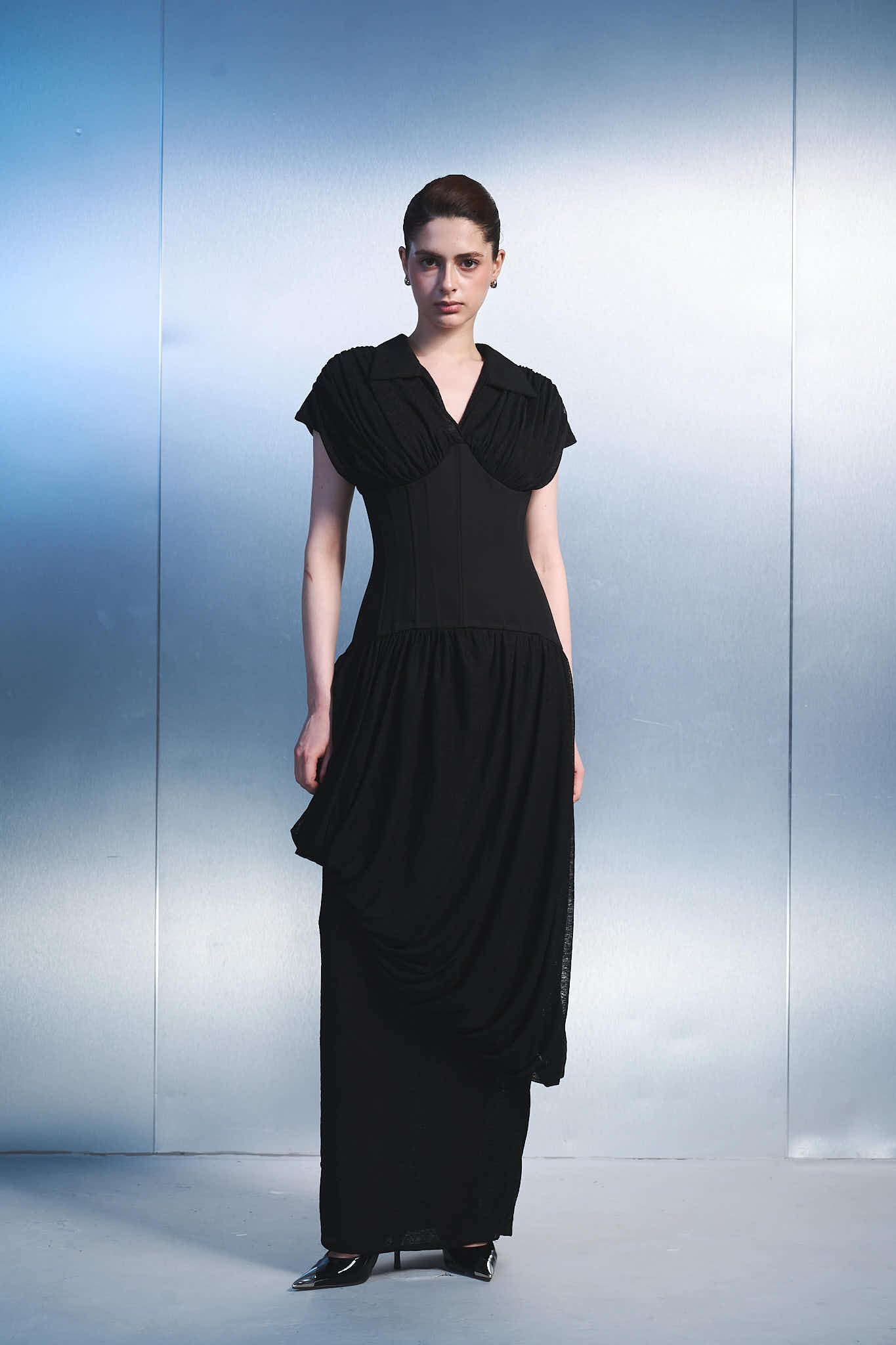 Black Draped Maxi Dress – Women's Formal Evening Gown