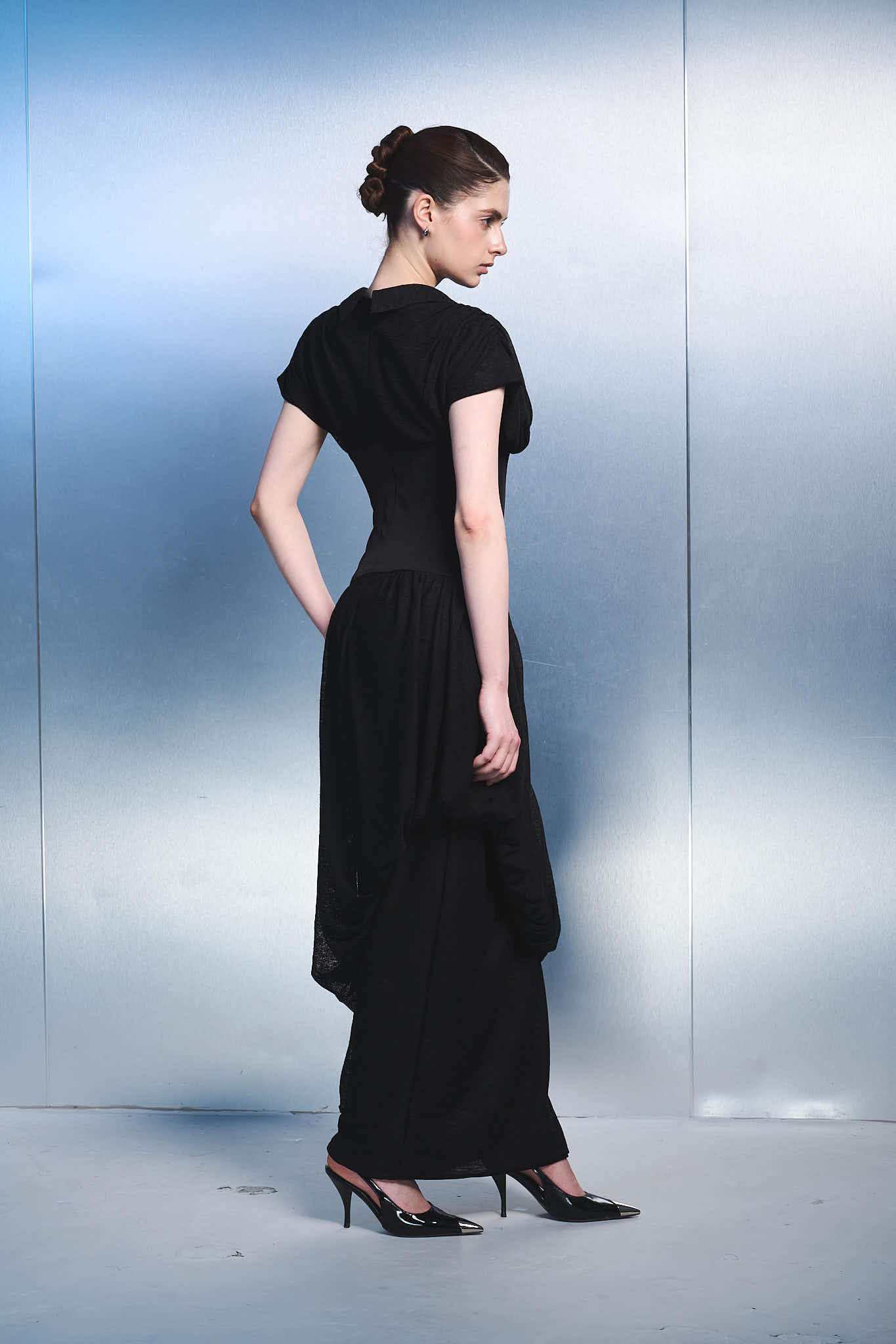 Black Draped Maxi Dress – Women's Formal Evening Gown