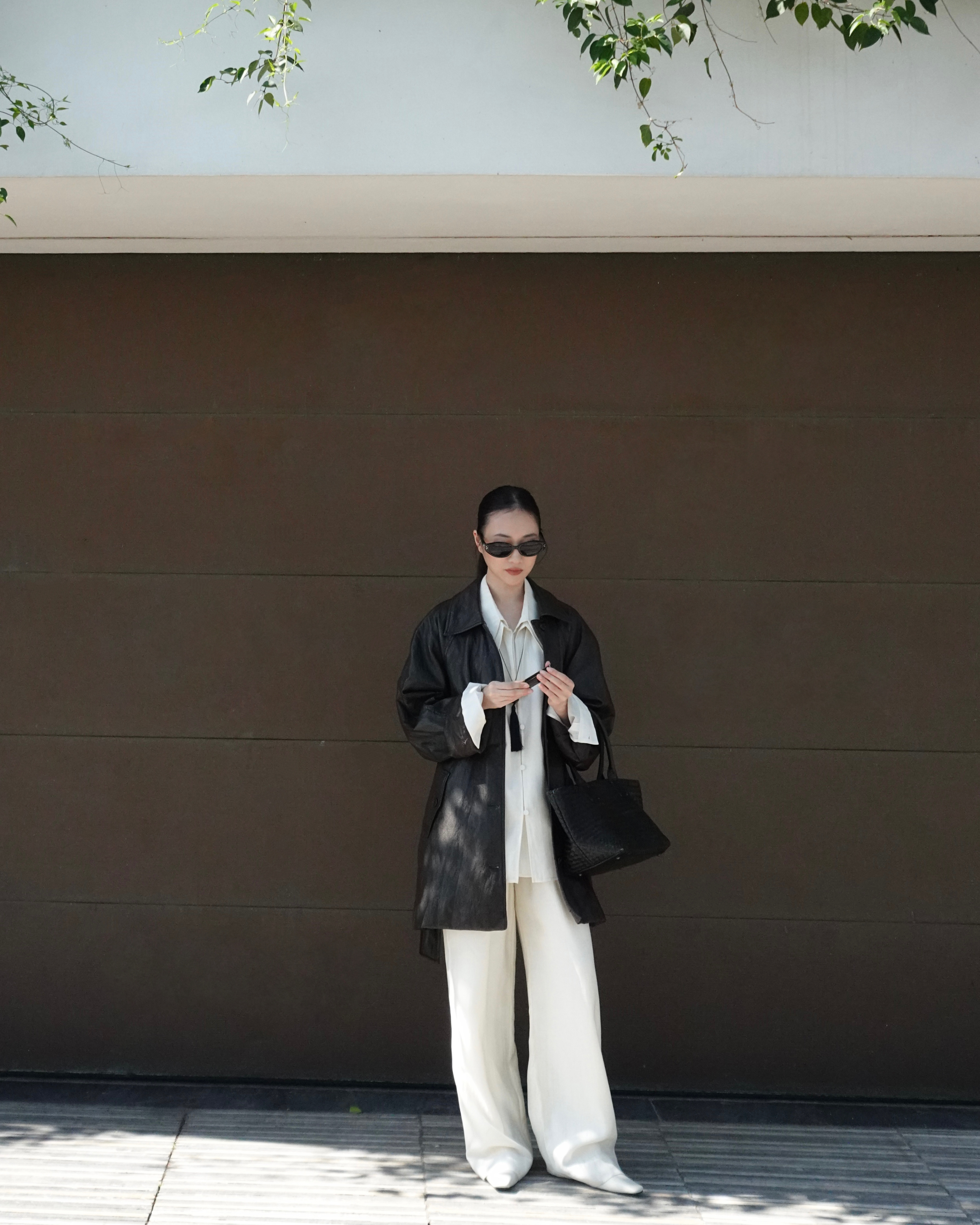 Double Collar Shirt x Linen Straight Trousers