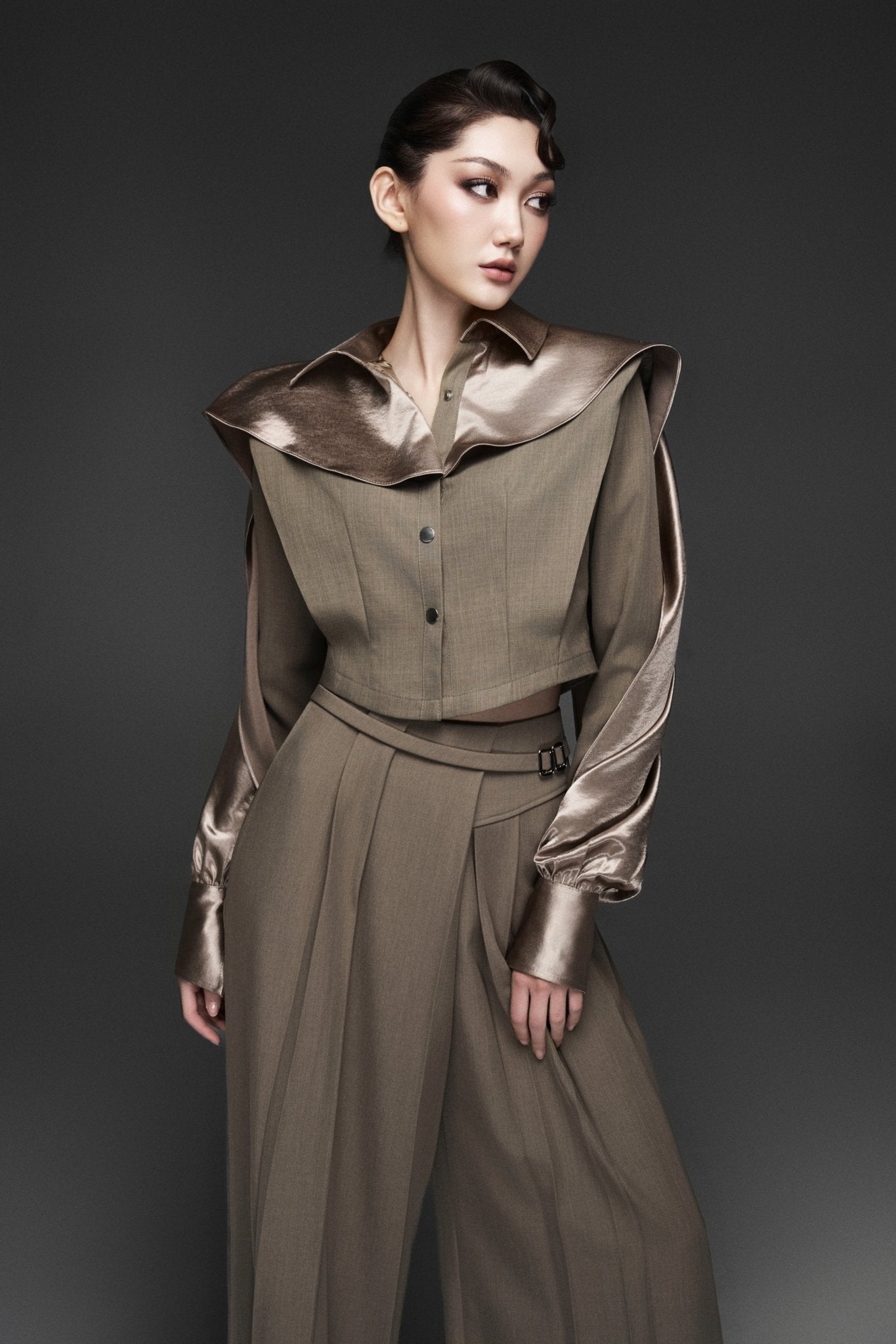 Cape Ver2 Long-Sleeves Crop-Shirt & Wide ver2 light Sand Pants - Jadeiteth