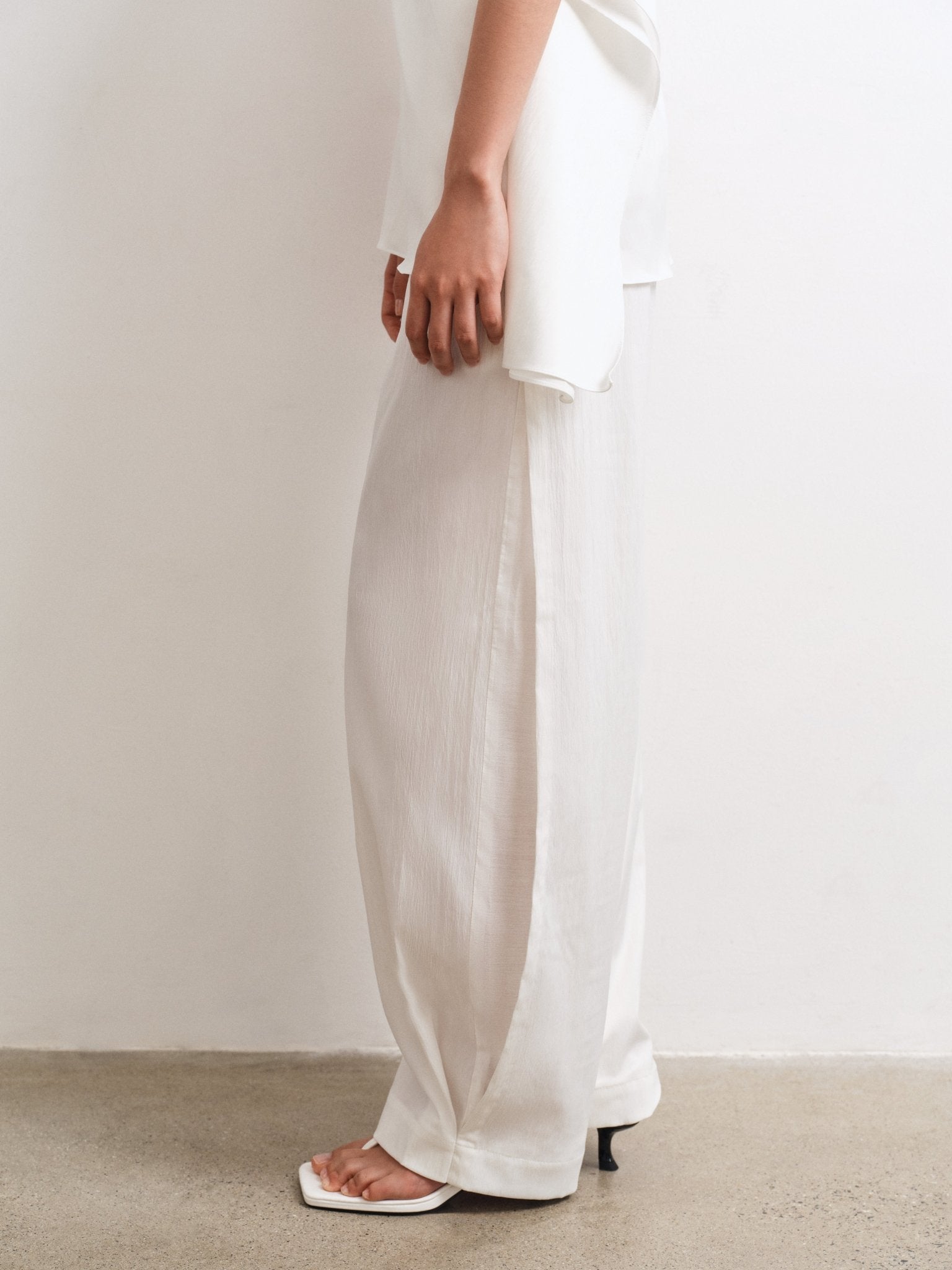 Cascade Top & Splited Trousers Set – Modern Asymmetrical Elegance - Jadeiteth