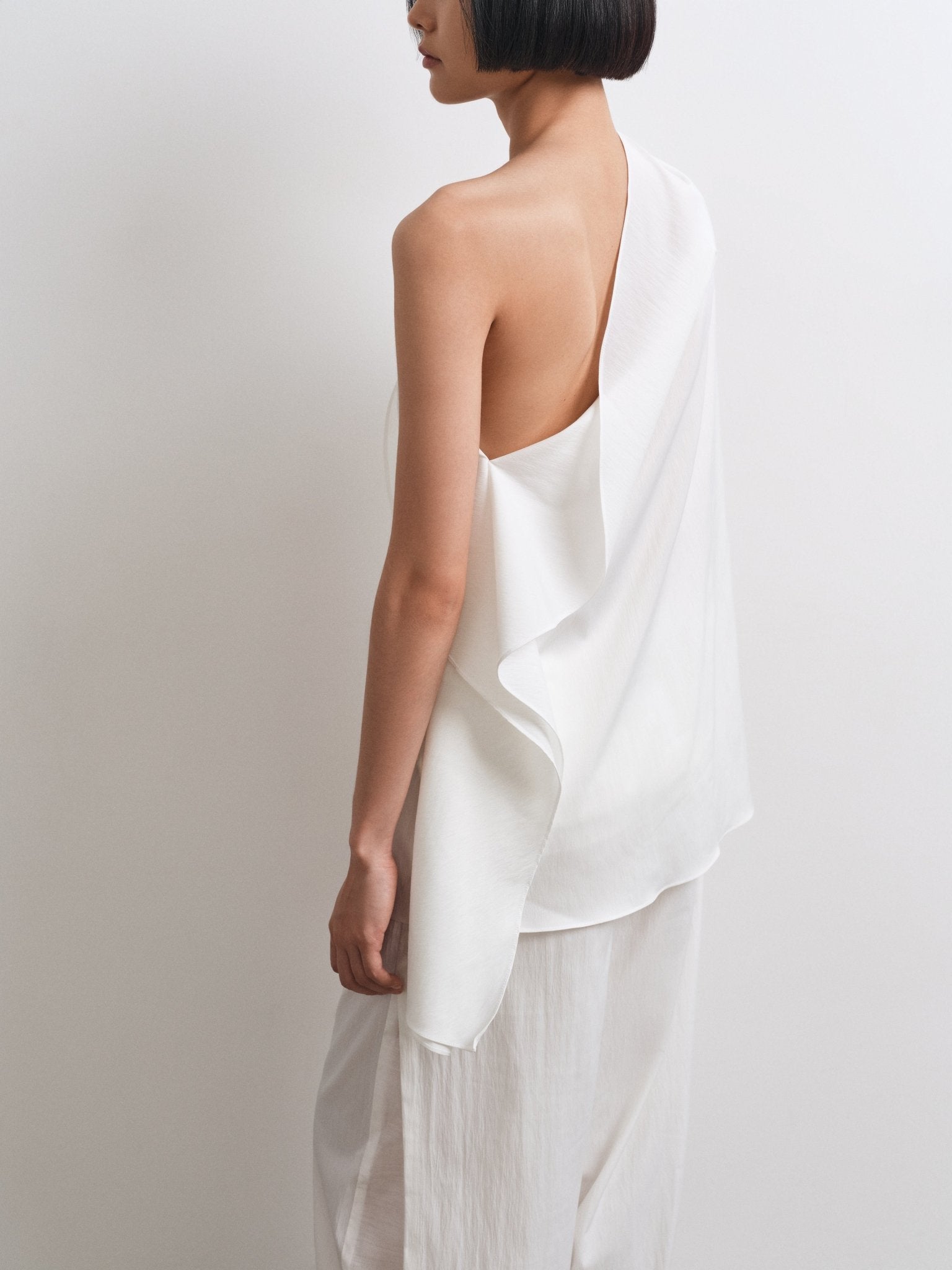 Cascade Top & Splited Trousers Set – Modern Asymmetrical Elegance - Jadeiteth