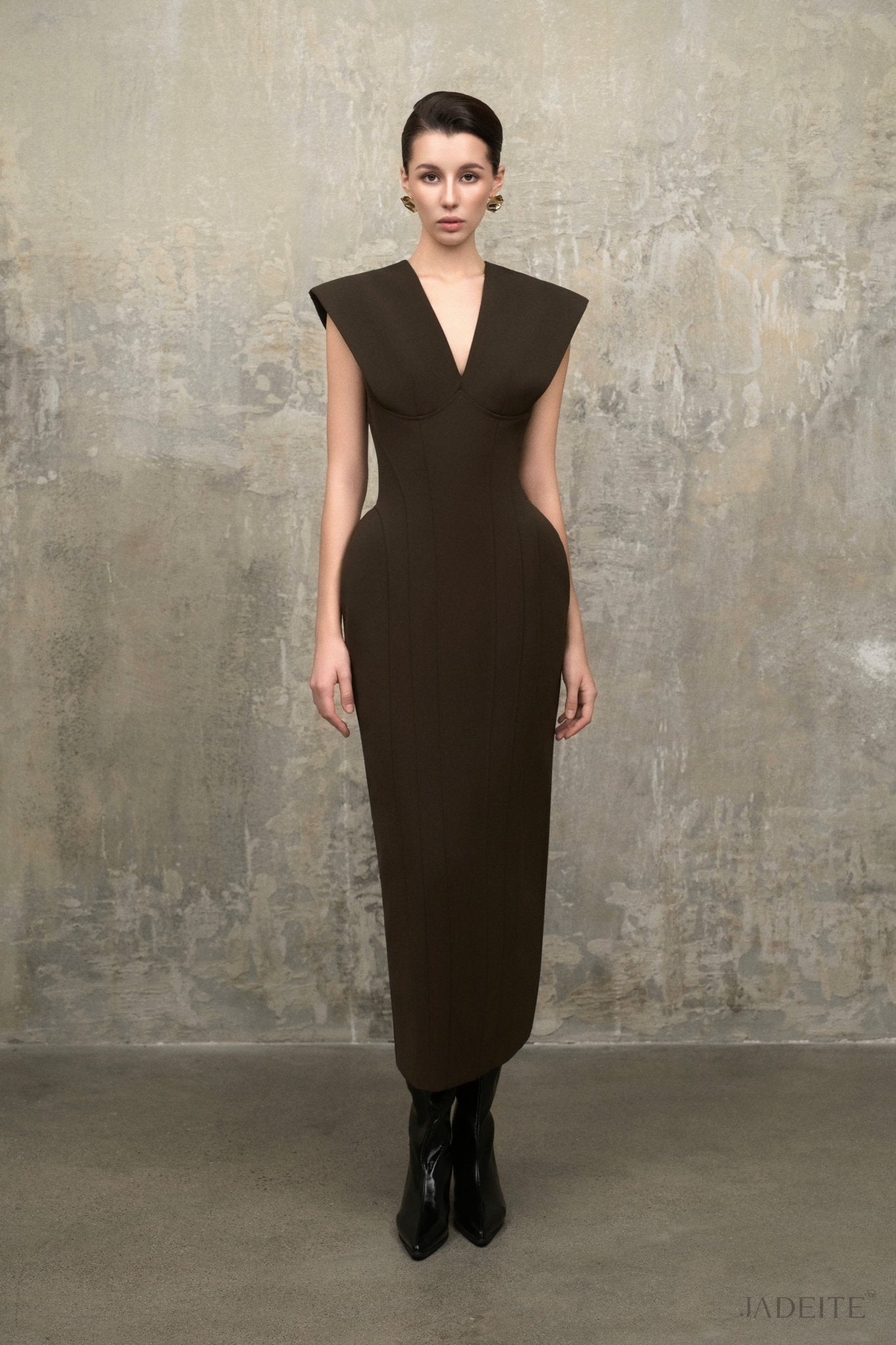Choco Corset Midi Dress - Jadeiteth