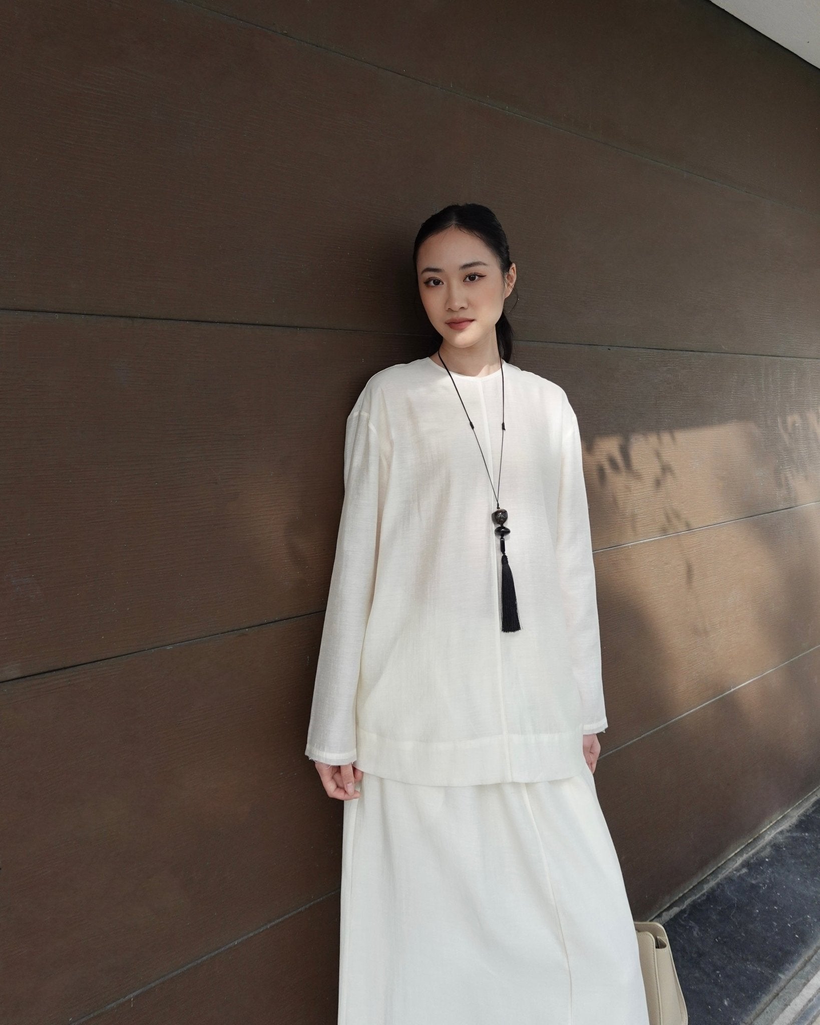 Draped Top x Linen Long Skirt - Jadeiteth