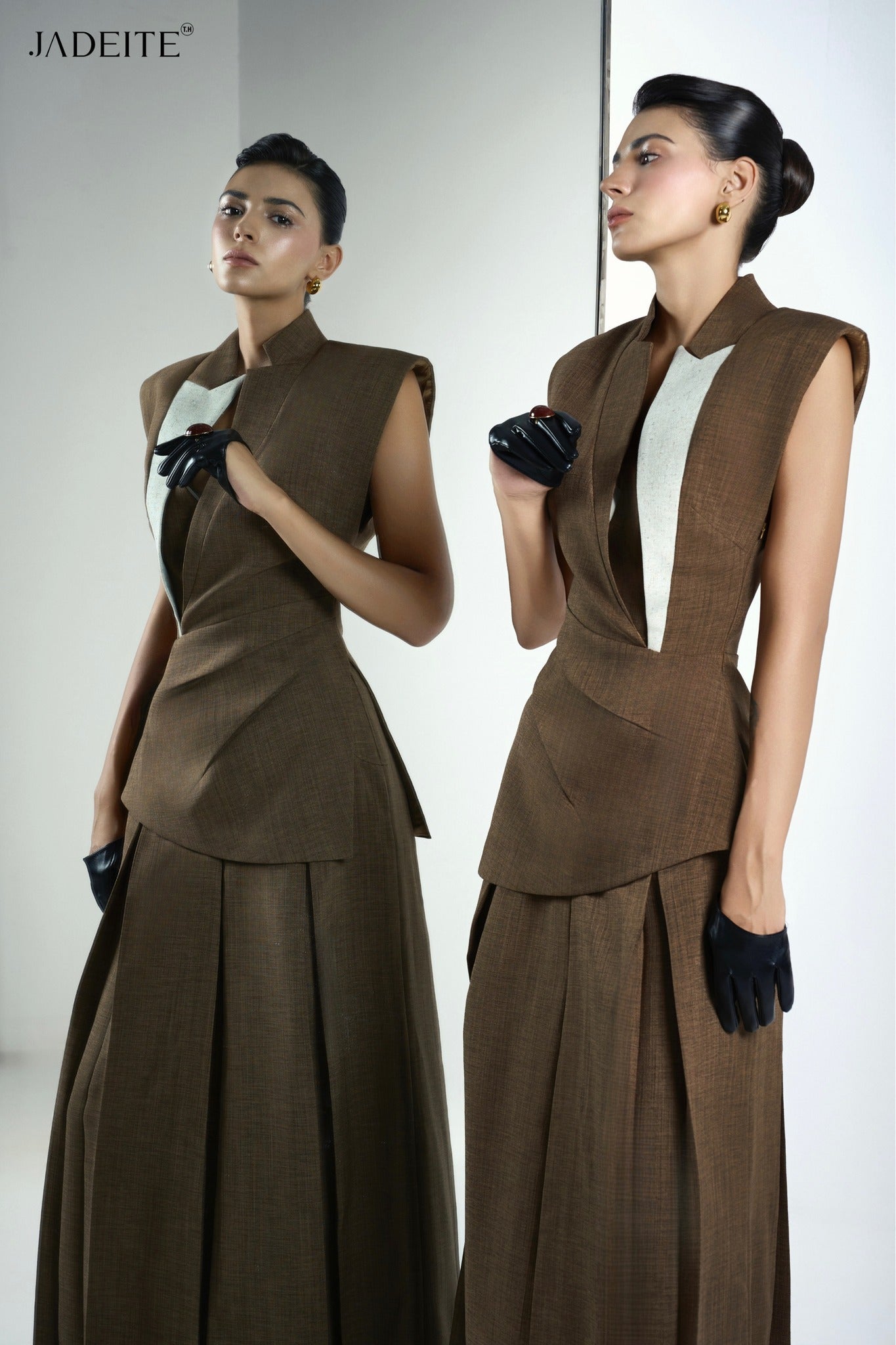 Earth Gilet Top & Van Earth Brown Pants - Jadeiteth
