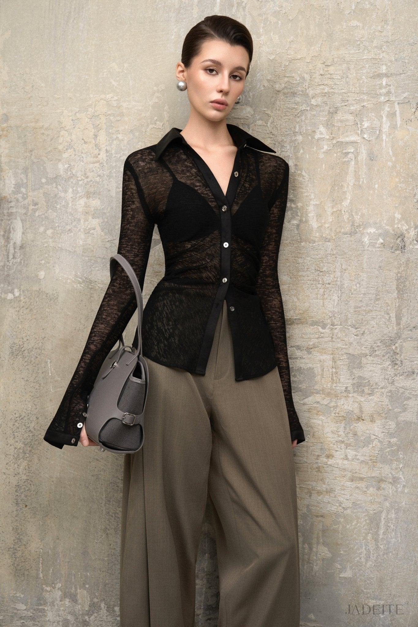 Fishbone Black Shirt x Balloon Ash Grey Pants - Jadeiteth