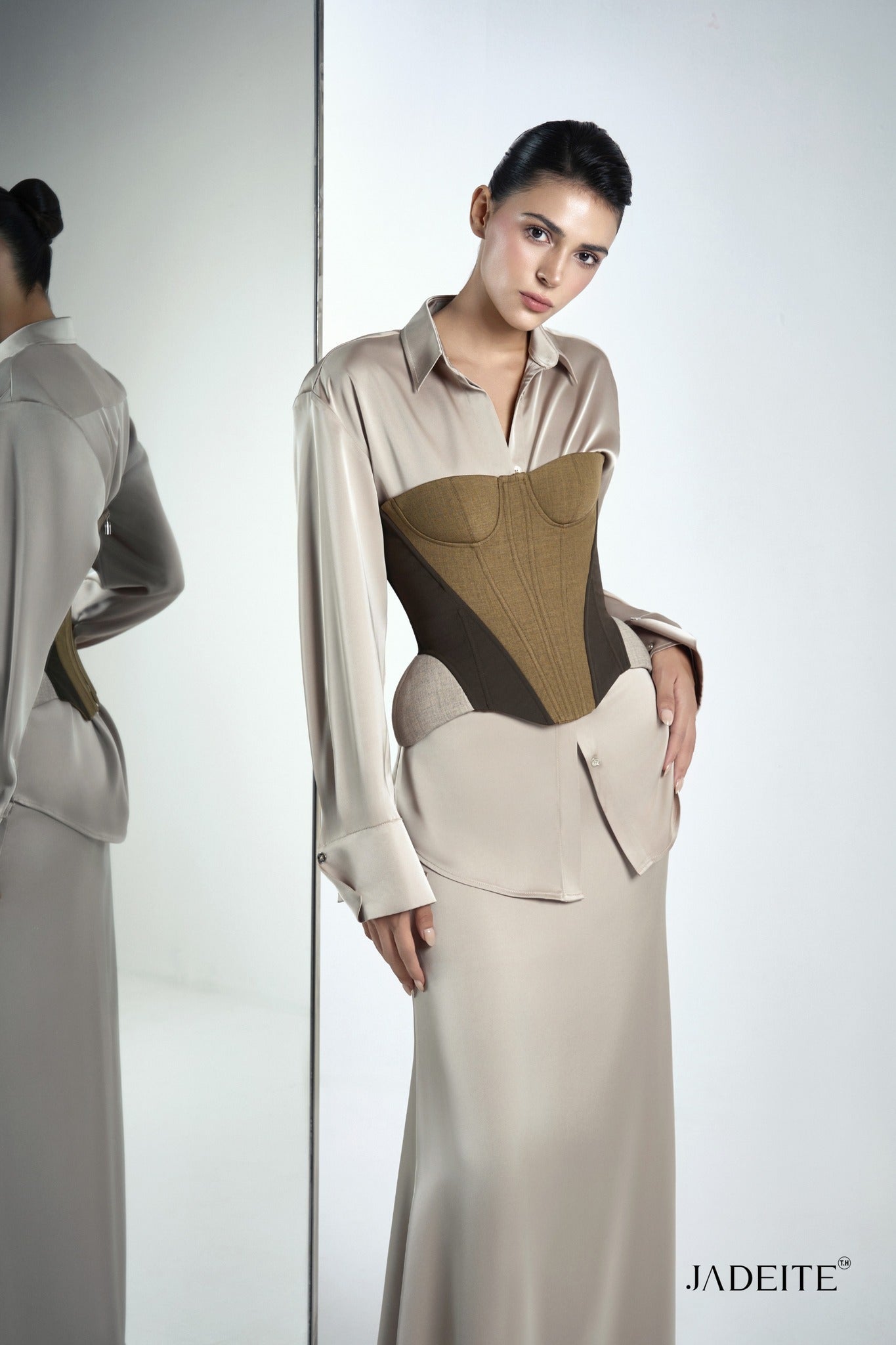 Iron Olive Corset & Planny Ver2. Nude Shirt & Kim N Maxi-Skirt - Jadeiteth