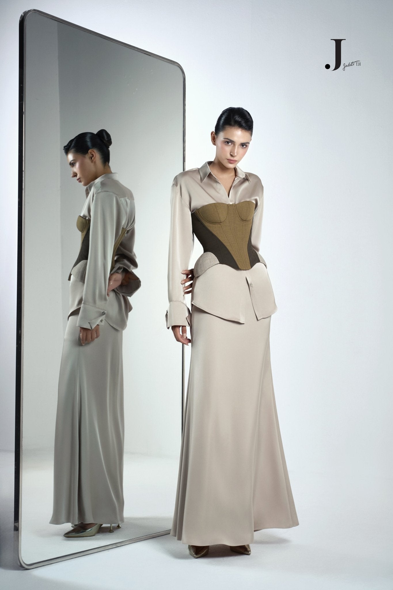 Iron Olive Corset & Planny Ver2. Nude Shirt & Kim N Maxi-Skirt - Jadeiteth
