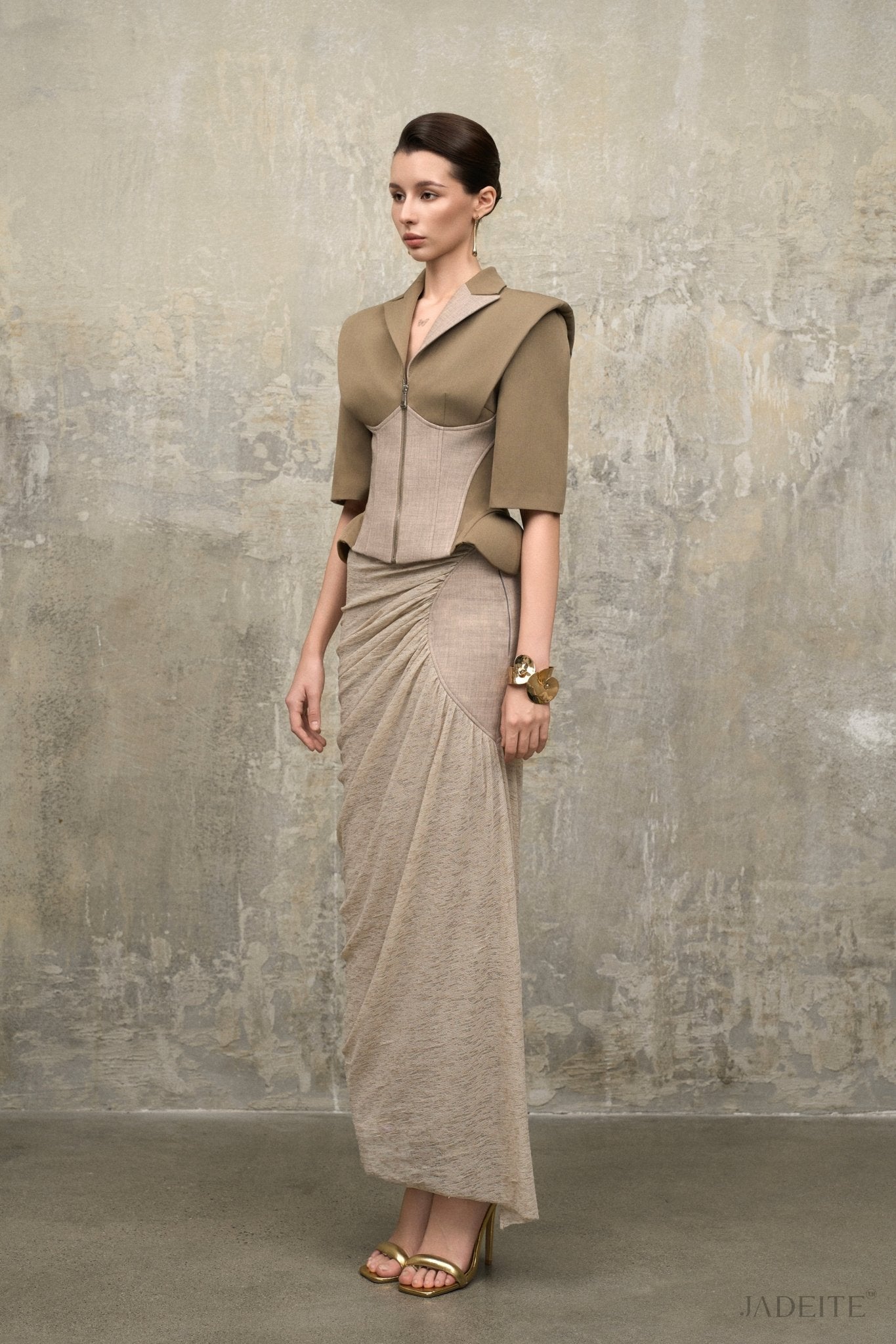 Olive Mist Corset Vest x Desert Sandline Skirt - Jadeiteth