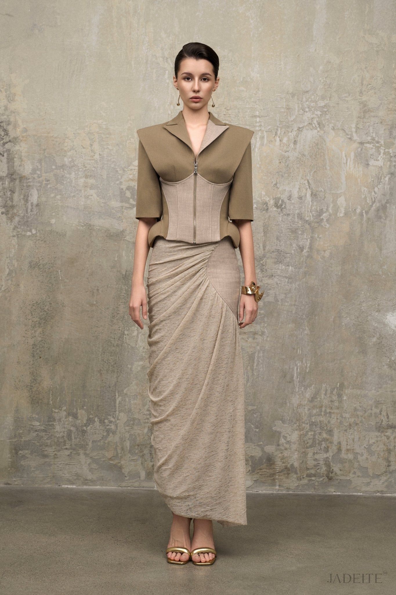 Olive Mist Corset Vest x Desert Sandline Skirt - Jadeiteth