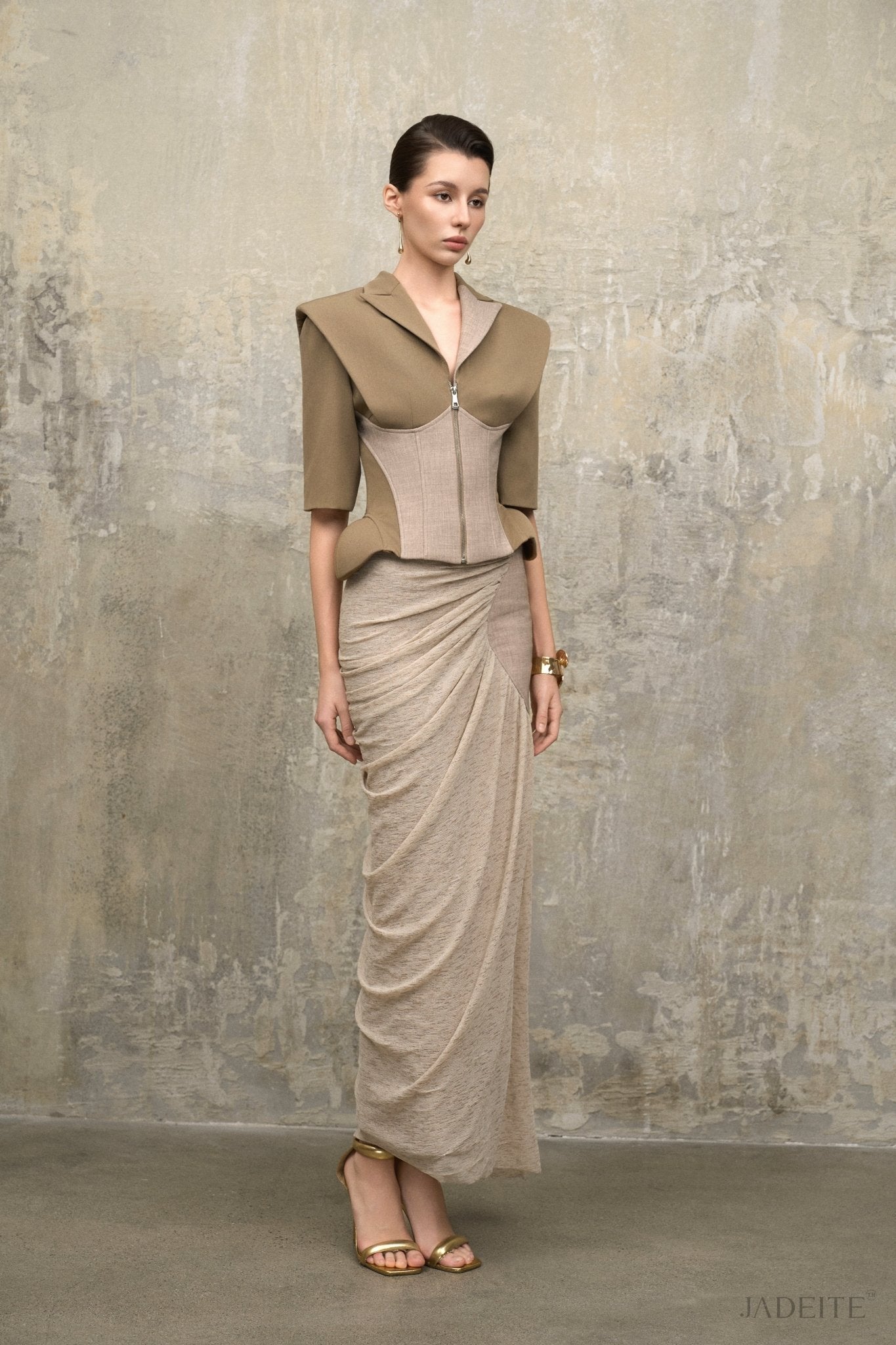 Olive Mist Corset Vest x Desert Sandline Skirt - Jadeiteth