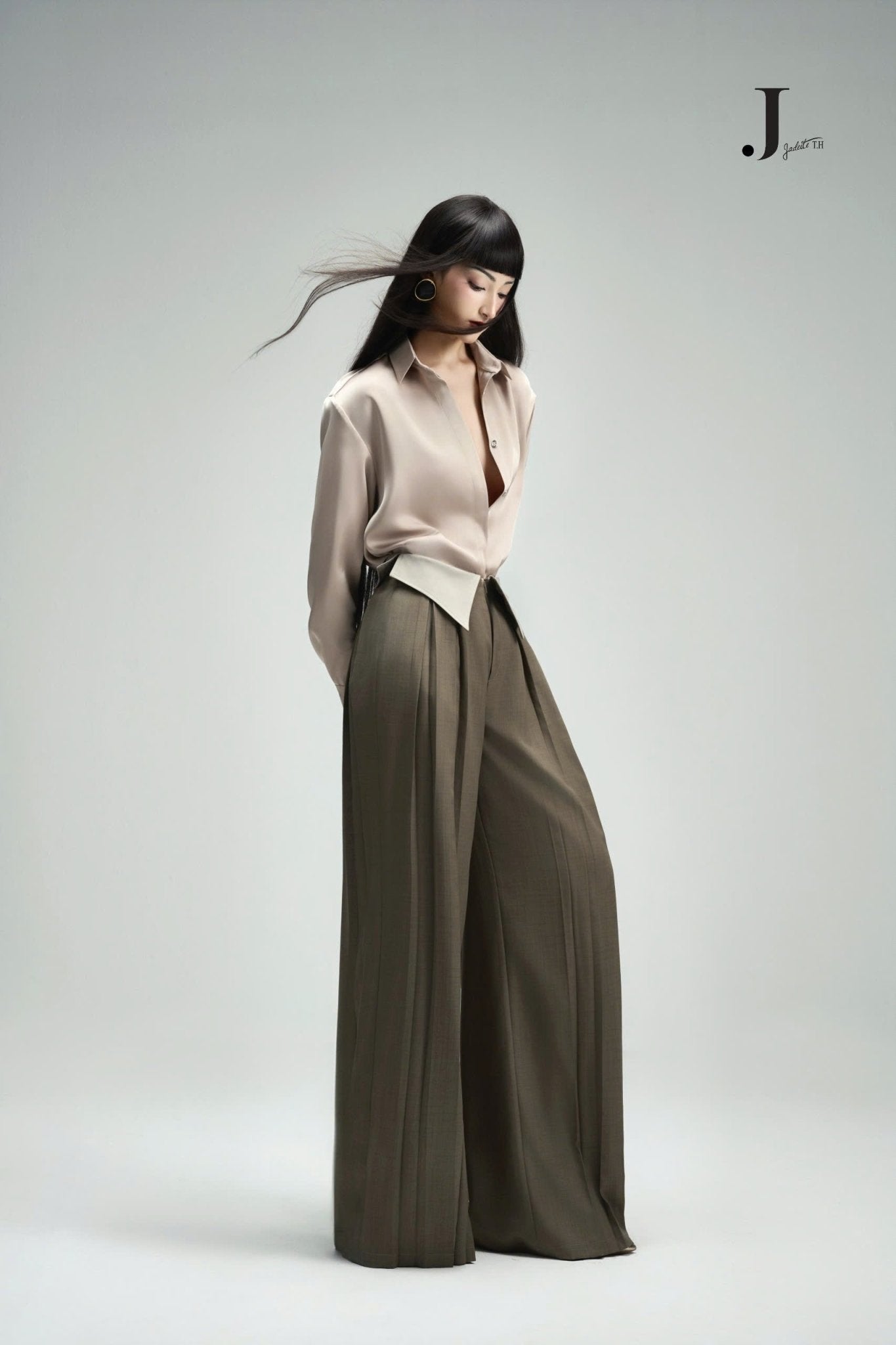 Planny Ver2. Nude Shirt & Front & Back Ash Grey Pants - Jadeiteth