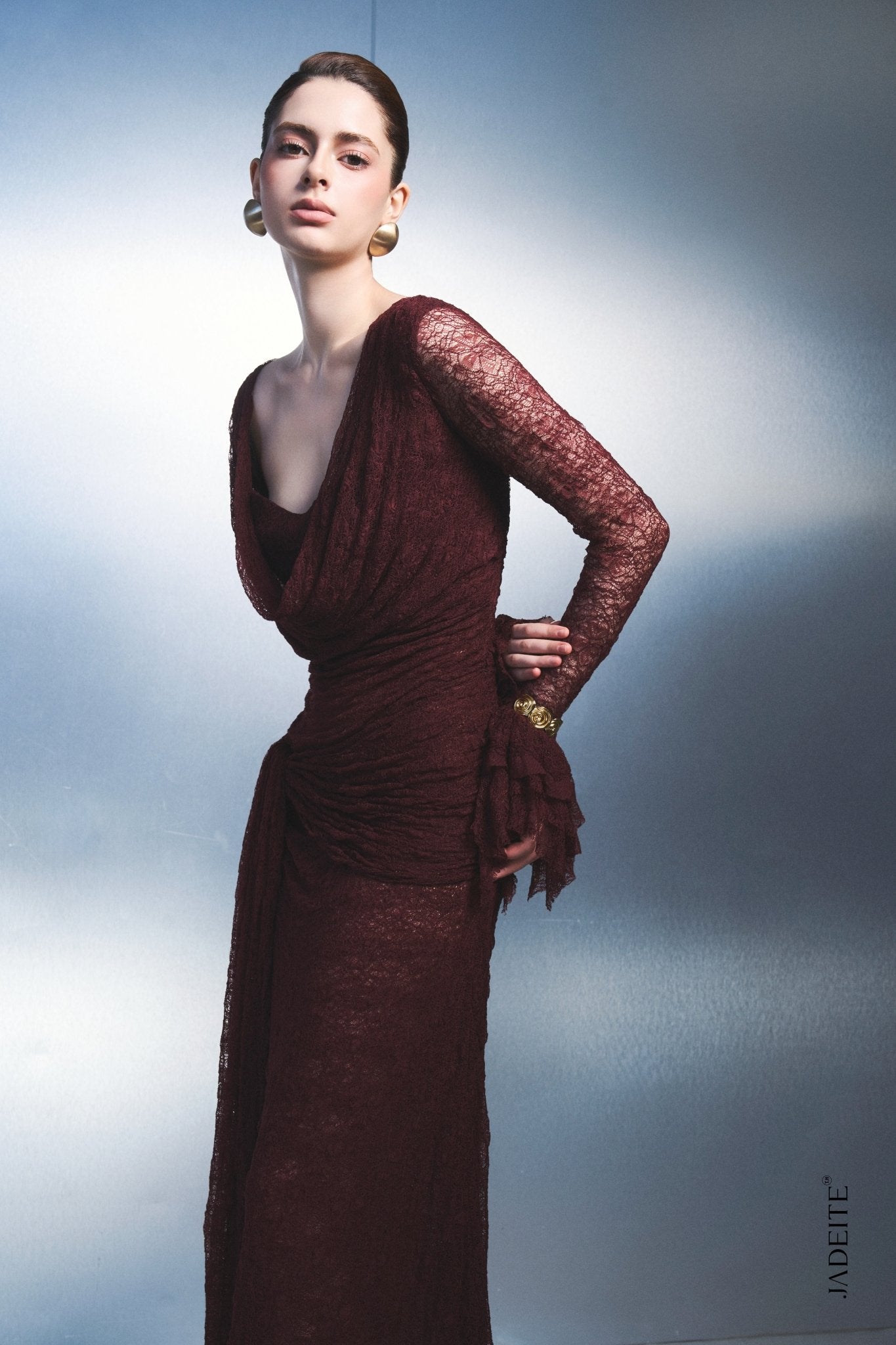 Tina Dark Red Long-Dress - Jadeiteth