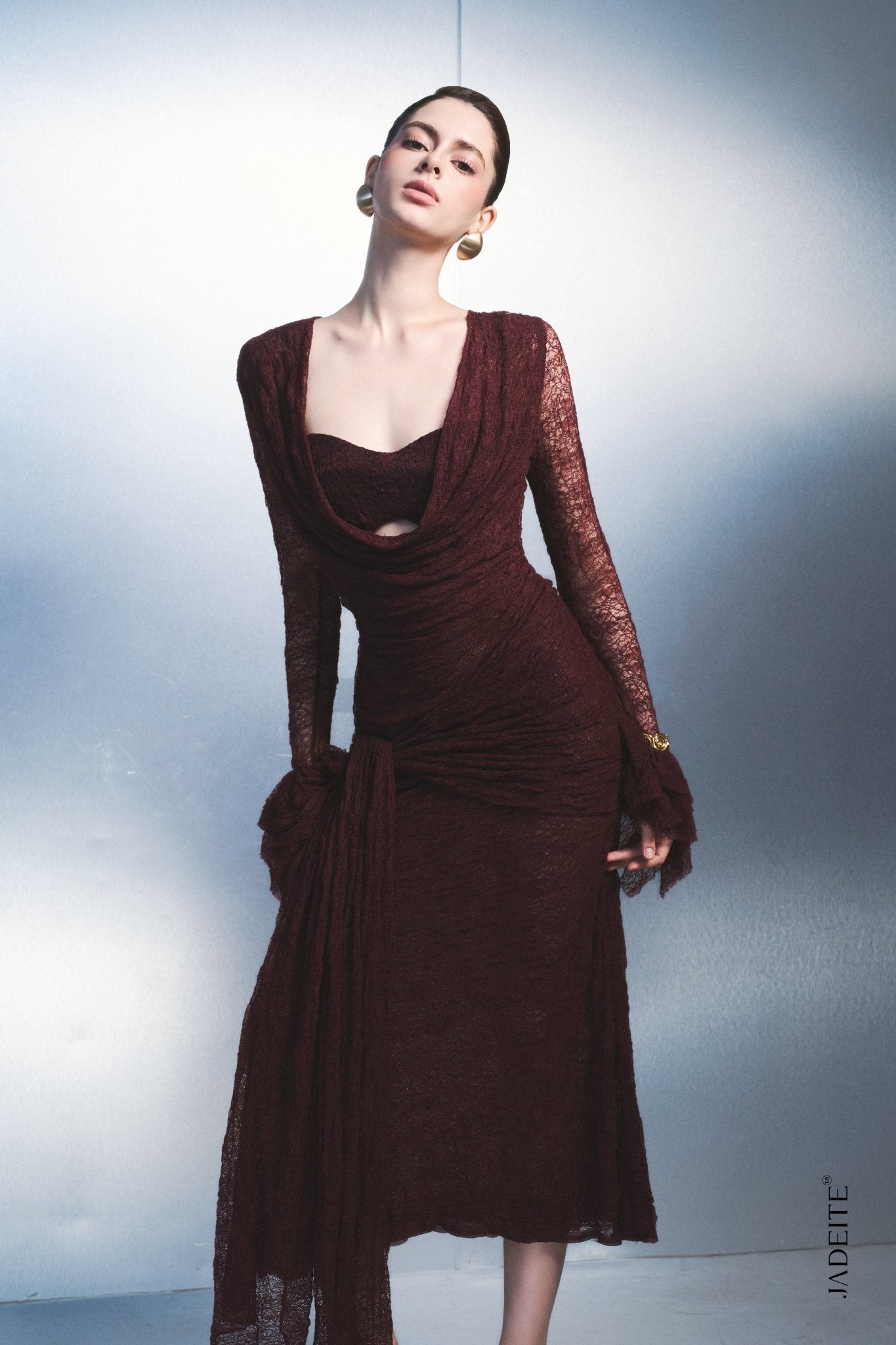 Tina Dark Red Long-Dress - Jadeiteth